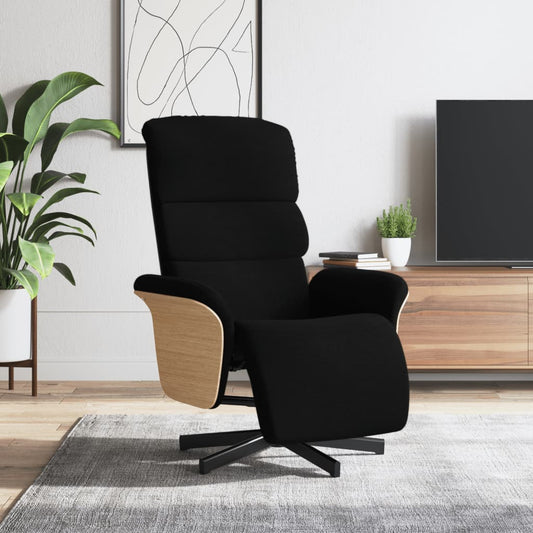 Fauteuil relax avec repose-pieds en tissu noir