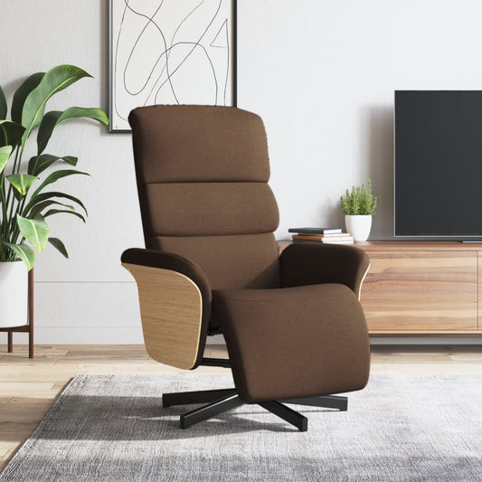 Fauteuil relax avec repose-pieds en tissu marron