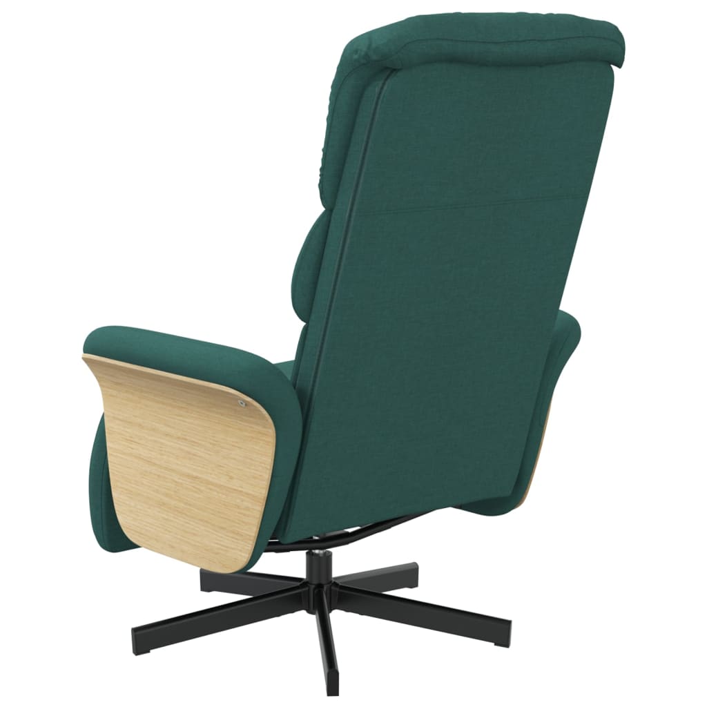 Fauteuil relax avec repose-pieds en tissu vert foncé