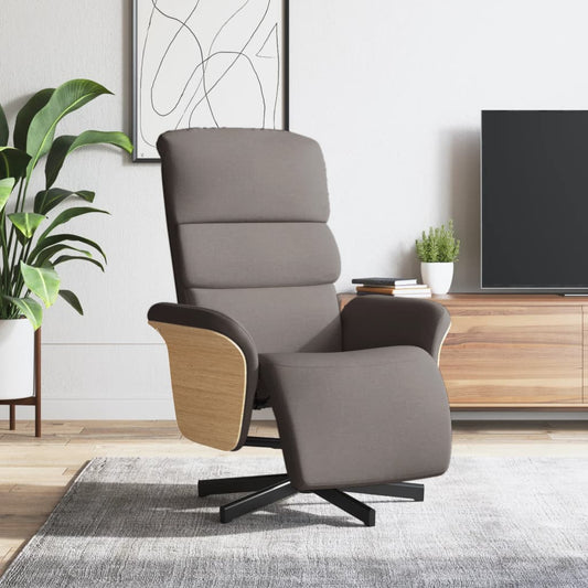Fauteuil relax avec repose-pieds en tissu taupe