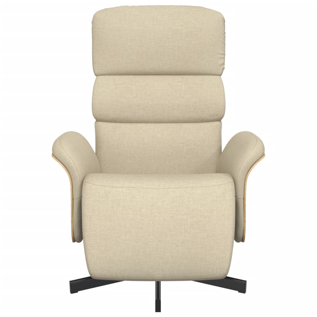 Fauteuil relax avec repose-pieds en tissu crème