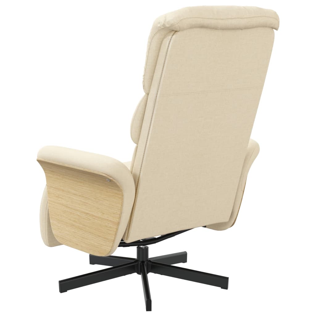 Fauteuil relax avec repose-pieds en tissu crème