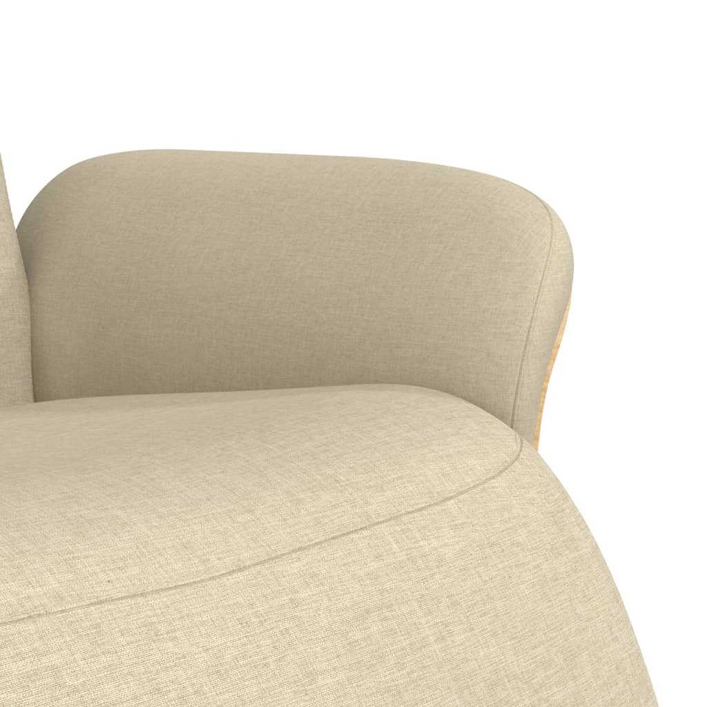 Fauteuil relax avec repose-pieds en tissu crème