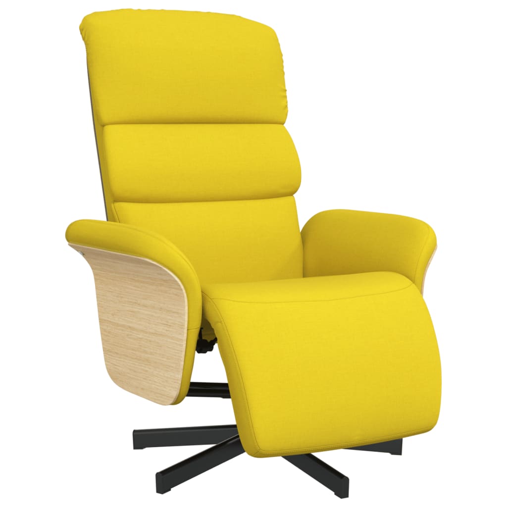 Fauteuil relax avec repose-pieds en tissu jaune clair