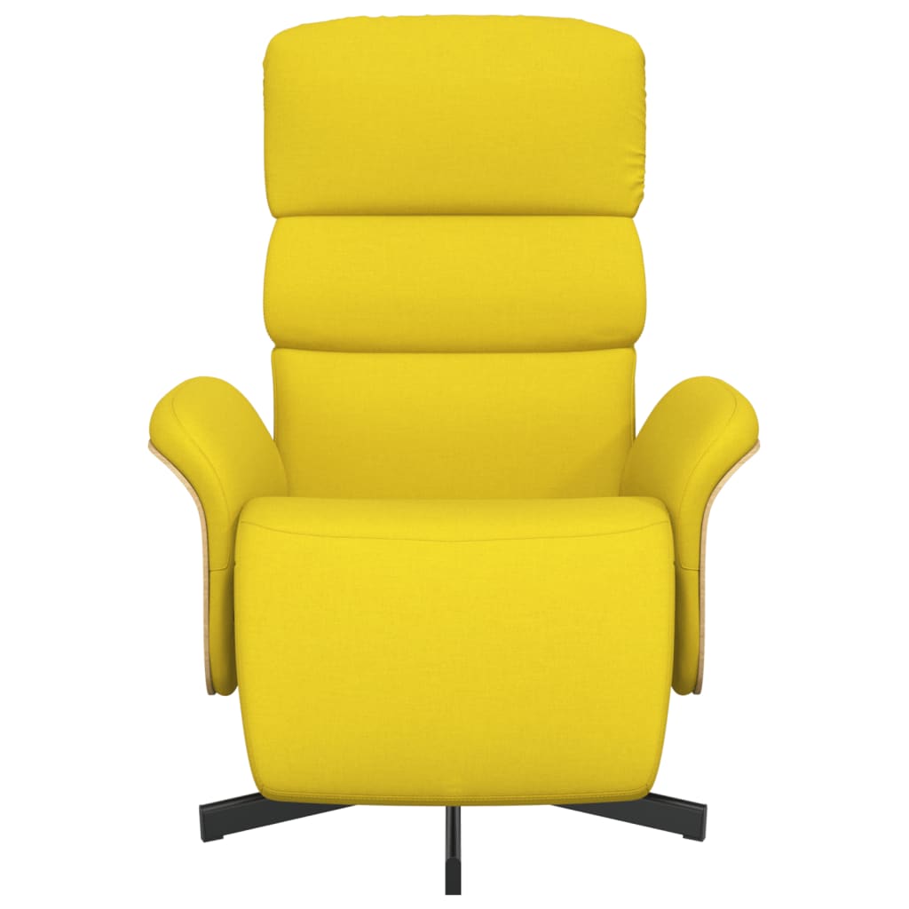 Fauteuil relax avec repose-pieds en tissu jaune clair