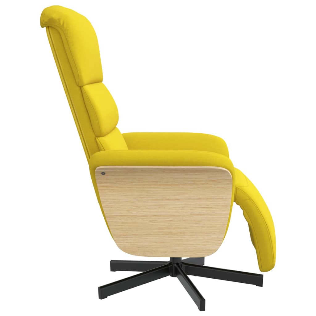 Fauteuil relax avec repose-pieds en tissu jaune clair