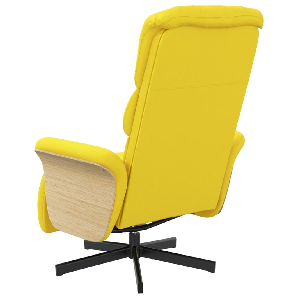 Fauteuil relax avec repose-pieds en tissu jaune clair