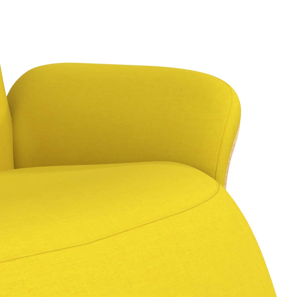 Fauteuil relax avec repose-pieds en tissu jaune clair