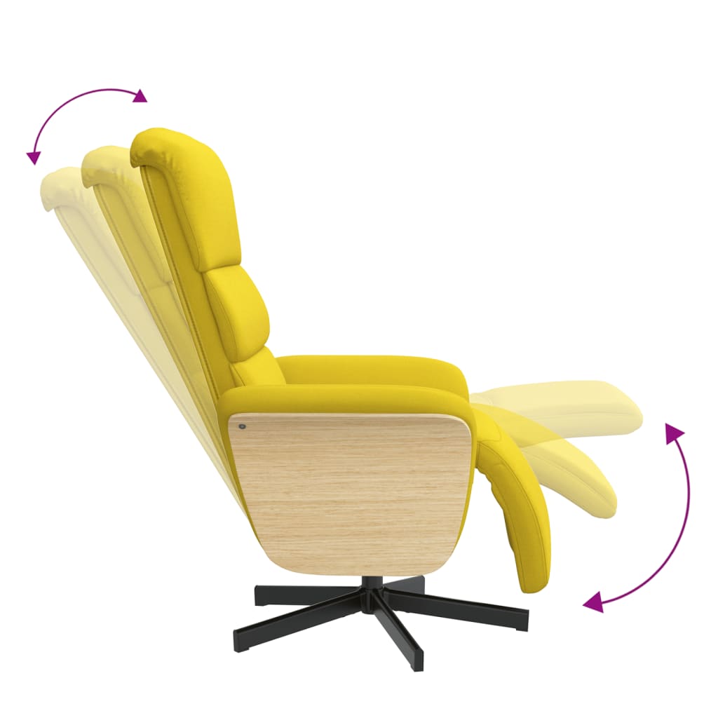 Fauteuil relax avec repose-pieds en tissu jaune clair
