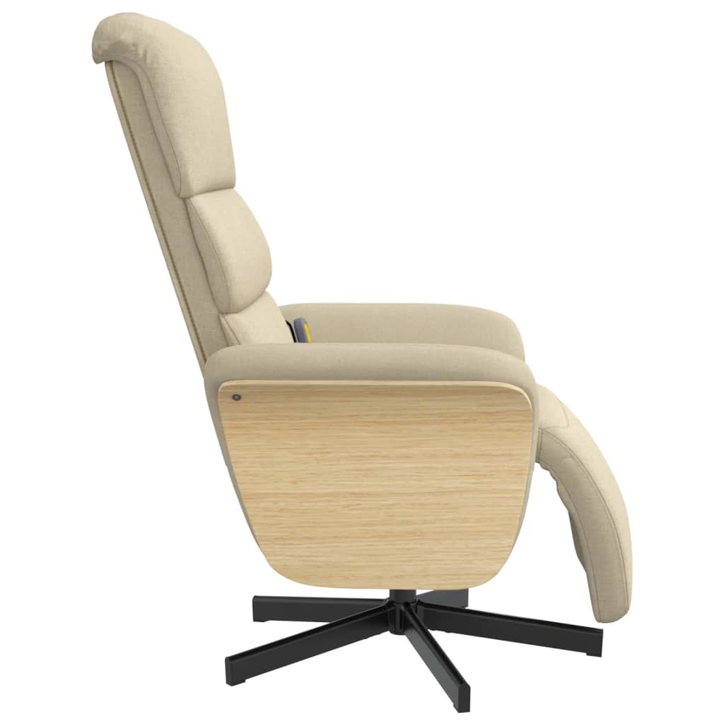 Fauteuil de massage avec repose-pieds en tissu crème