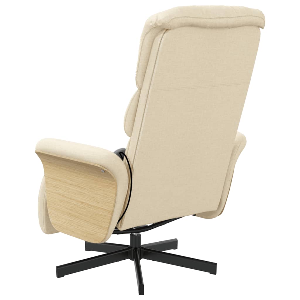 Fauteuil de massage avec repose-pieds en tissu crème