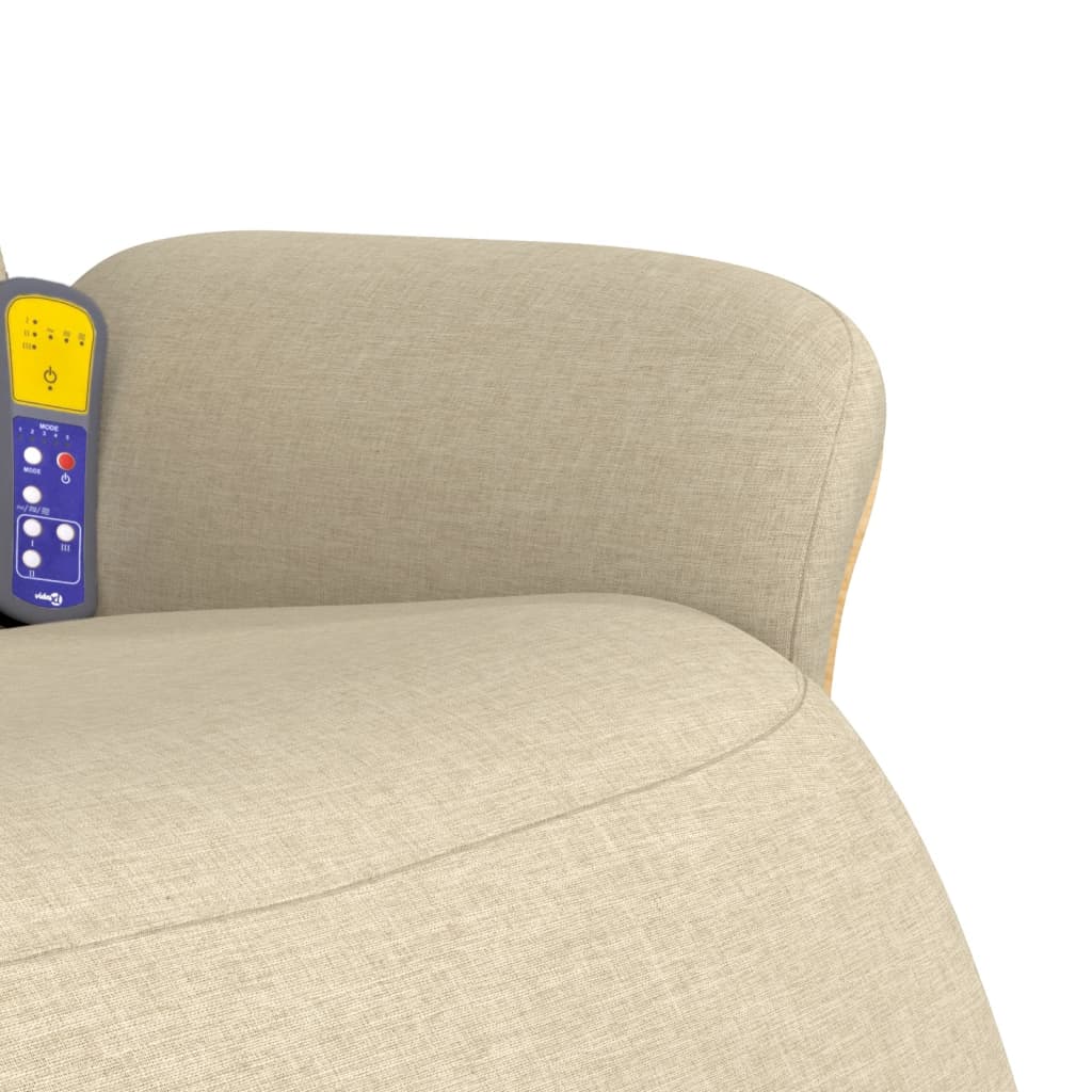 Fauteuil de massage avec repose-pieds en tissu crème