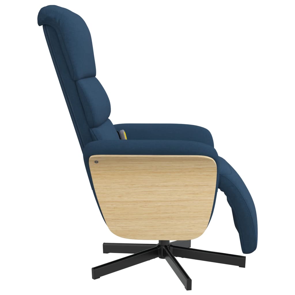 Fauteuil de massage avec repose-pieds en tissu bleu