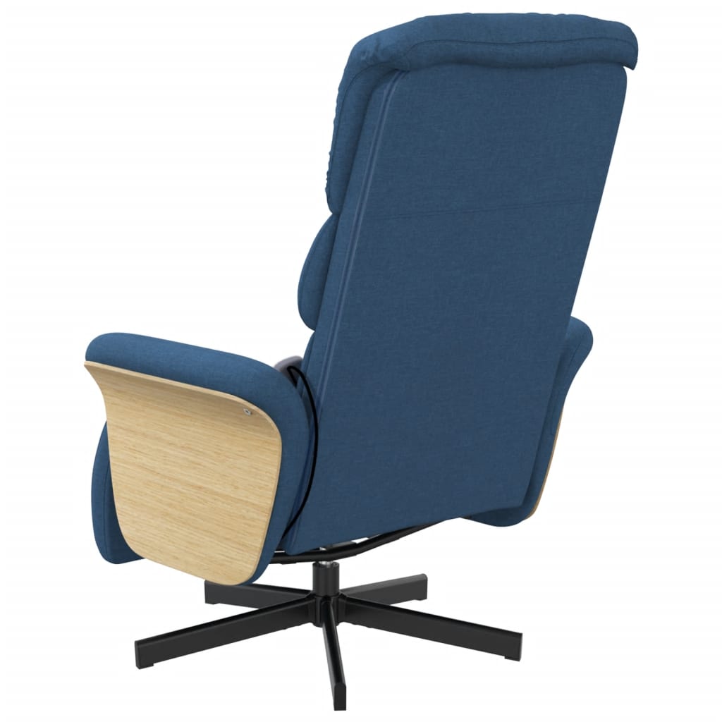 Fauteuil de massage avec repose-pieds en tissu bleu