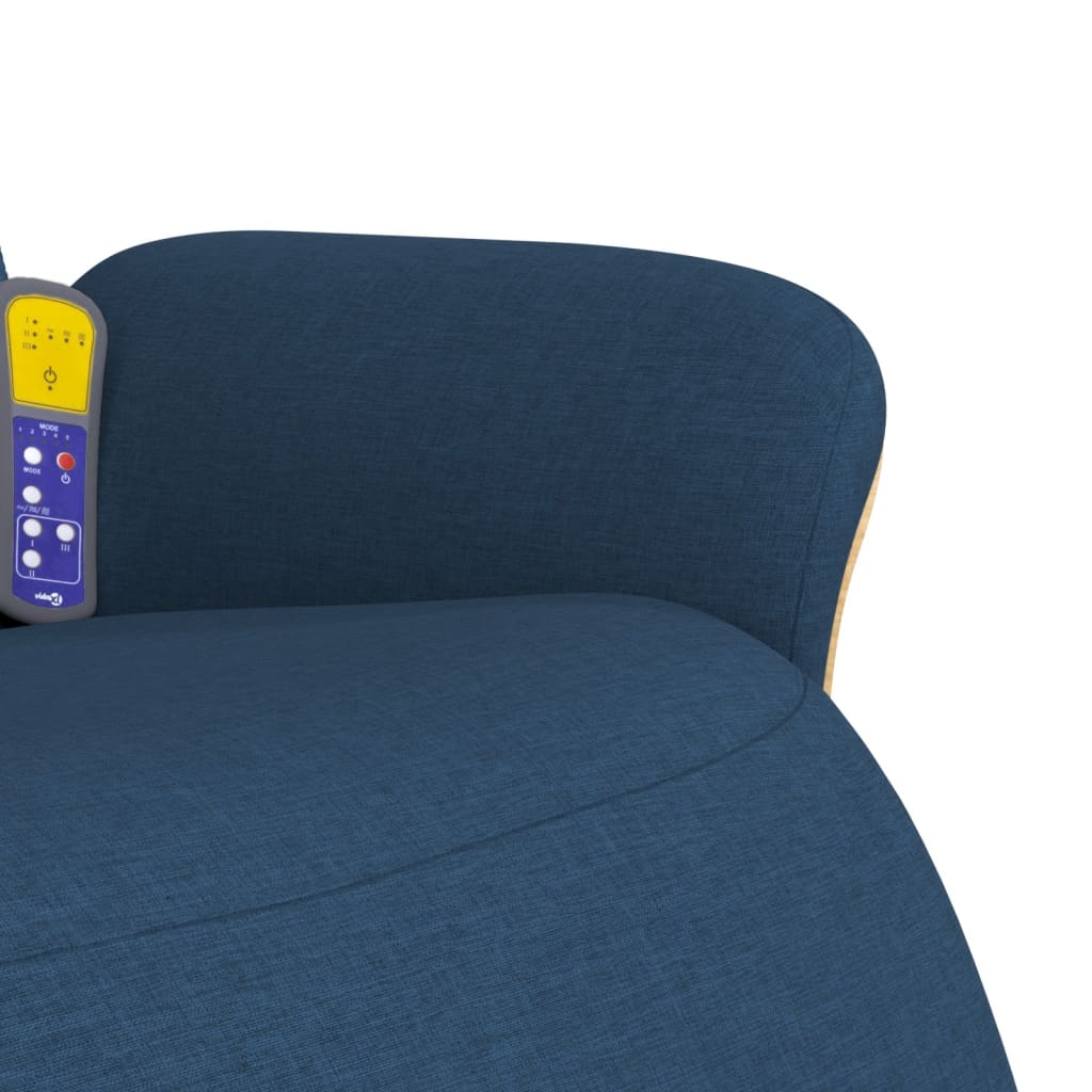 Fauteuil de massage avec repose-pieds en tissu bleu