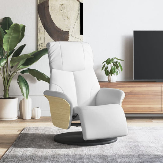 Relaxsessel mit Fußteil Weiß Kunstleder
