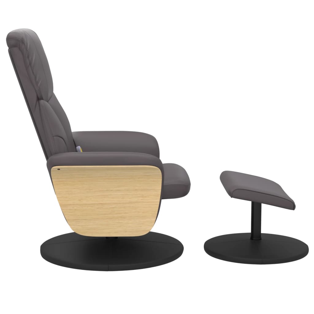 Fauteuil de massage avec repose-pieds simili cuir gris