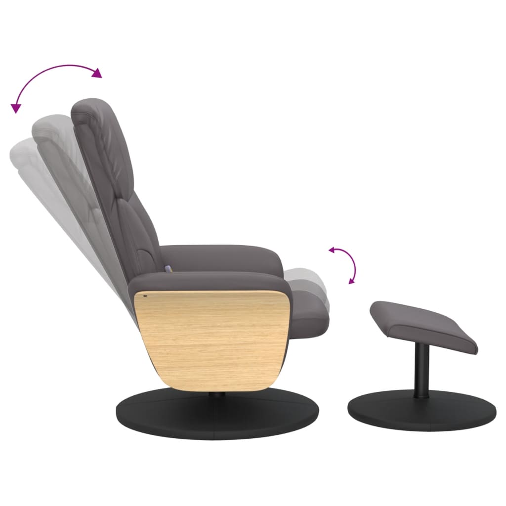 Fauteuil de massage avec repose-pieds simili cuir gris