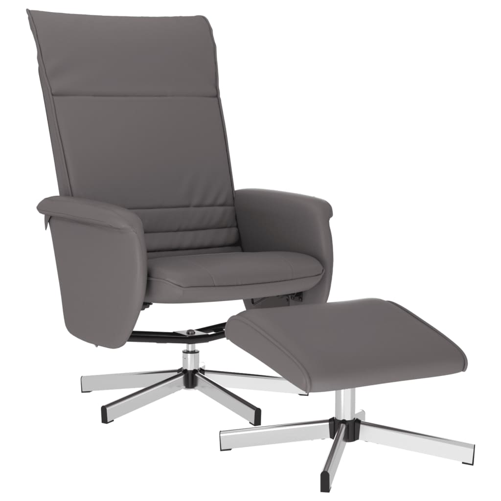 Fauteuil de relaxation avec repose-pieds simili cuir gris