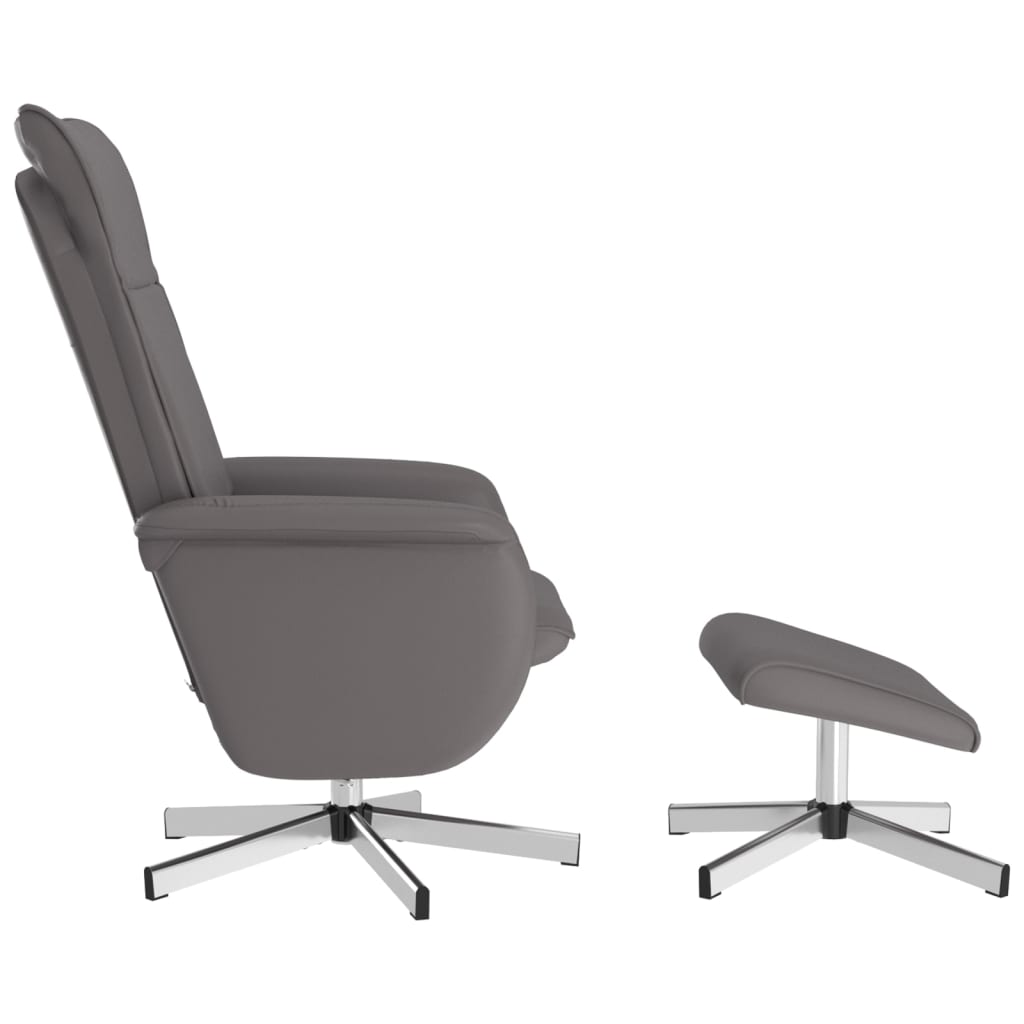 Fauteuil de relaxation avec repose-pieds simili cuir gris