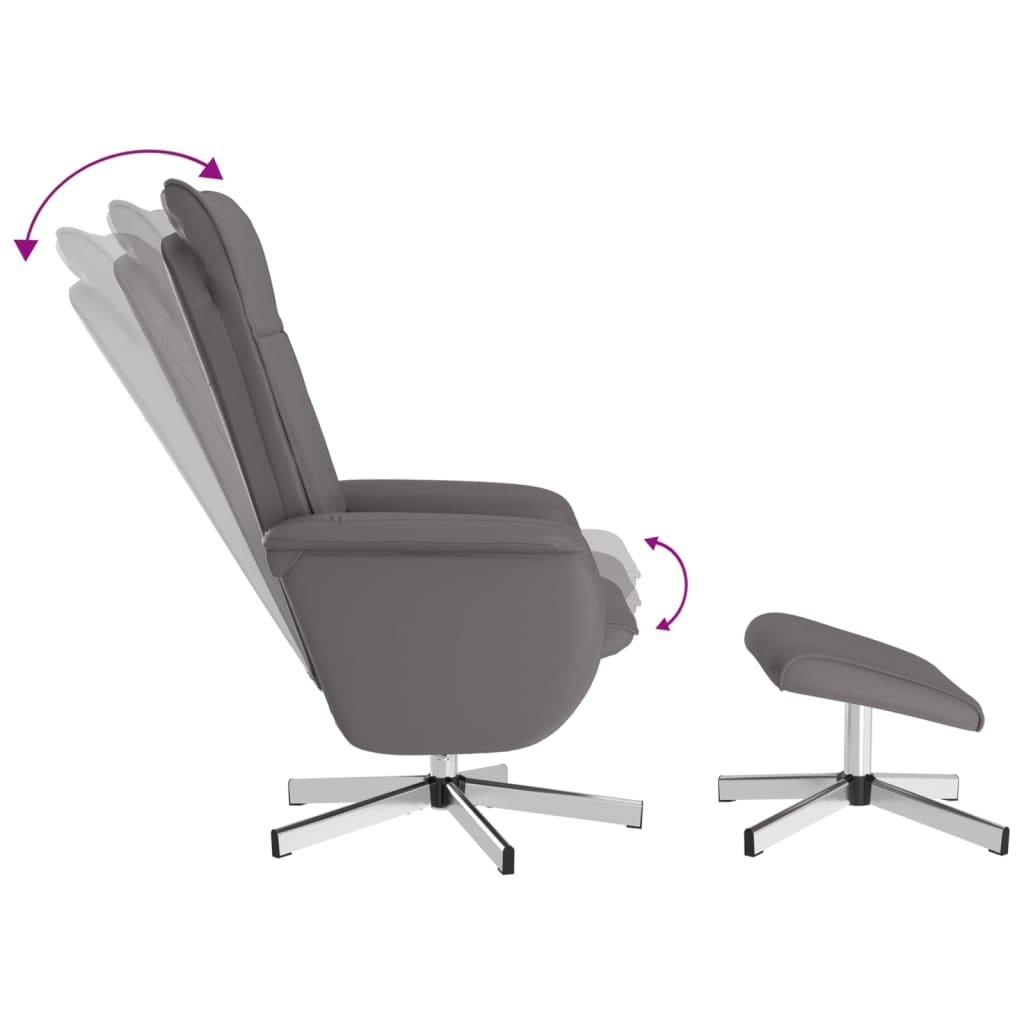 Fauteuil de relaxation avec repose-pieds simili cuir gris