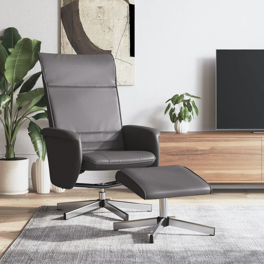 Fauteuil de relaxation avec repose-pieds simili cuir gris