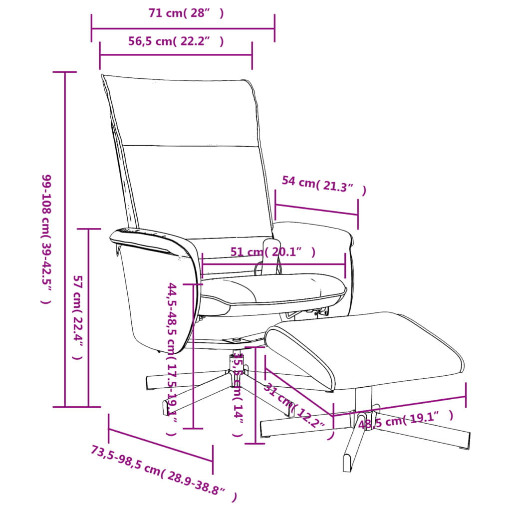 Fauteuil de massage avec repose-pieds simili cuir noir