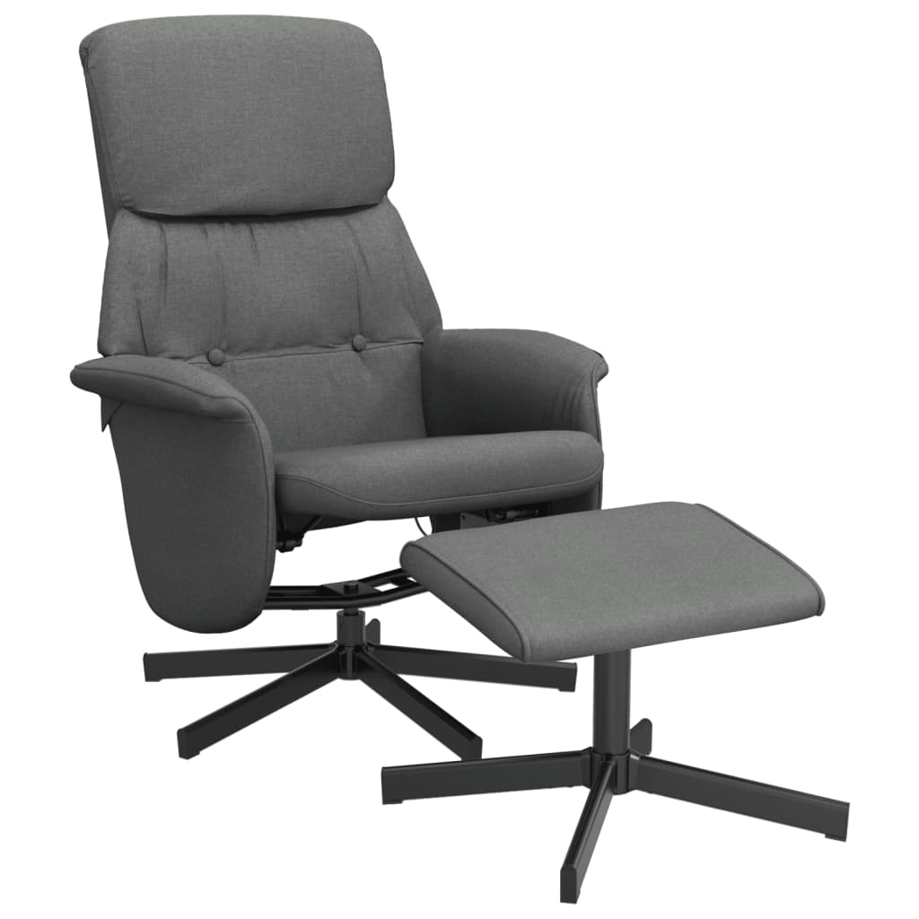 Fauteuil de relaxation avec repose-pieds tissu gris foncé