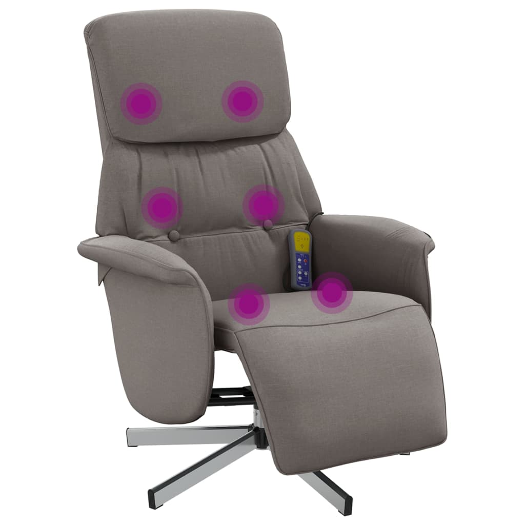 Fauteuil de massage avec repose-pieds en tissu taupe