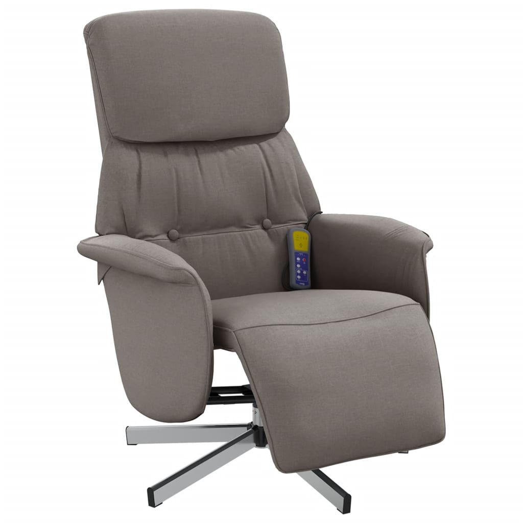Fauteuil de massage avec repose-pieds en tissu taupe