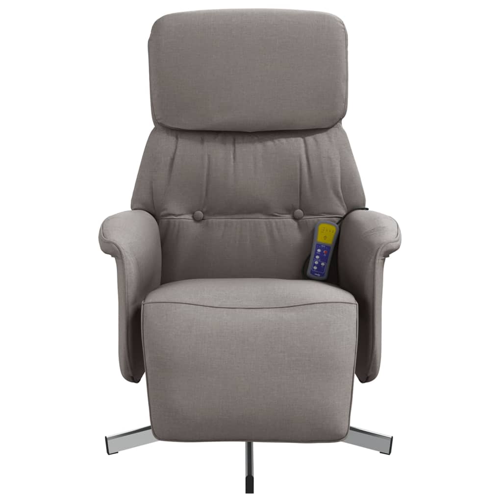 Fauteuil de massage avec repose-pieds en tissu taupe