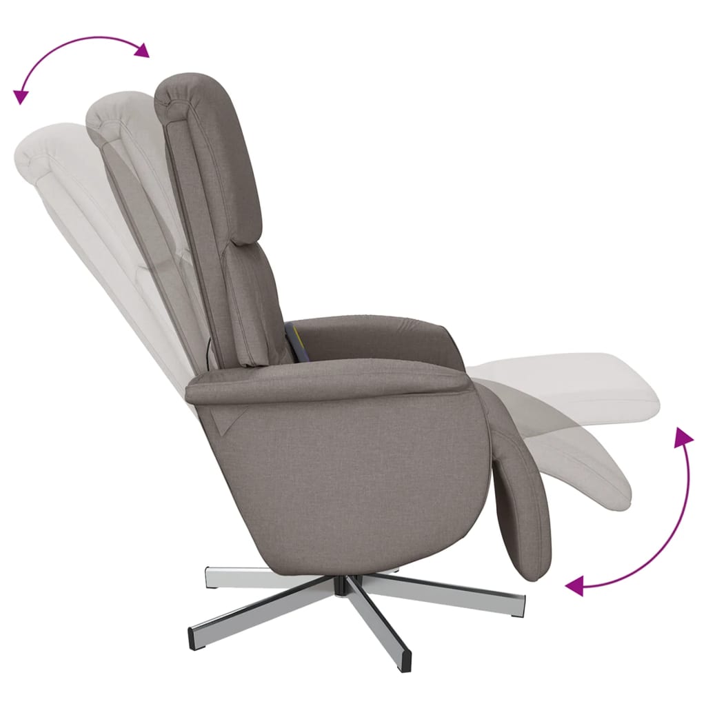 Fauteuil de massage avec repose-pieds en tissu taupe