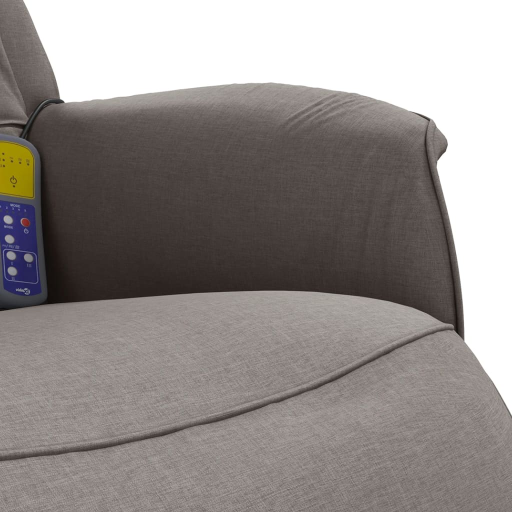 Fauteuil de massage avec repose-pieds en tissu taupe