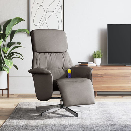 Fauteuil de massage avec repose-pieds en tissu taupe