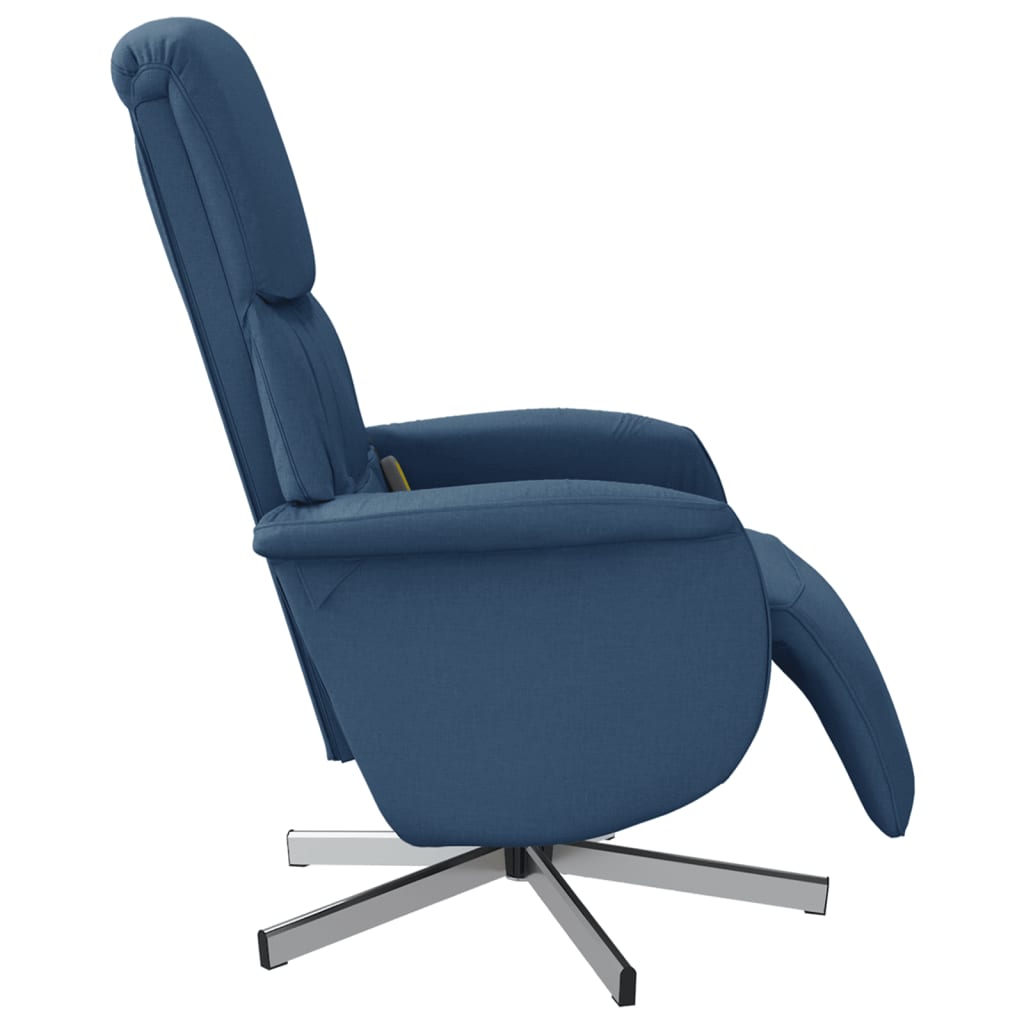 Fauteuil de massage avec repose-pieds en tissu bleu