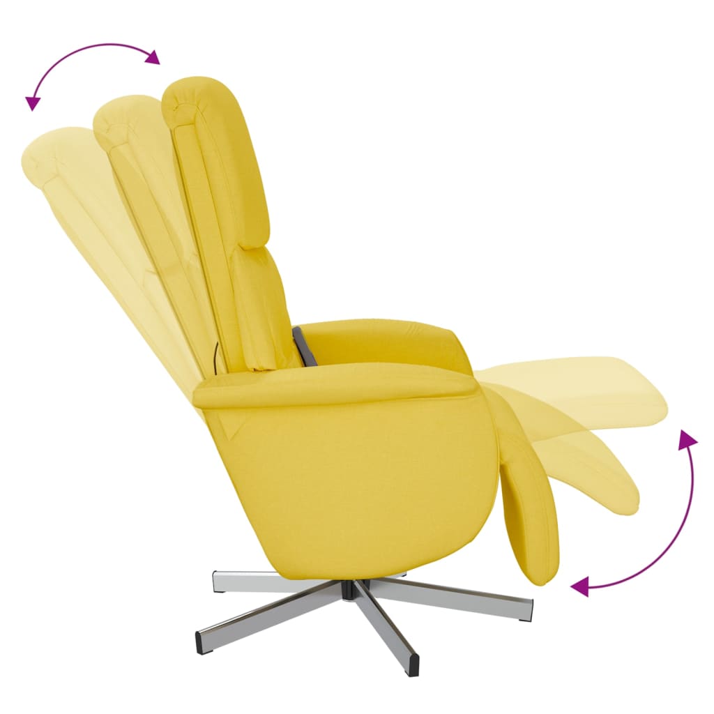 Fauteuil de massage avec repose-pieds en tissu jaune clair
