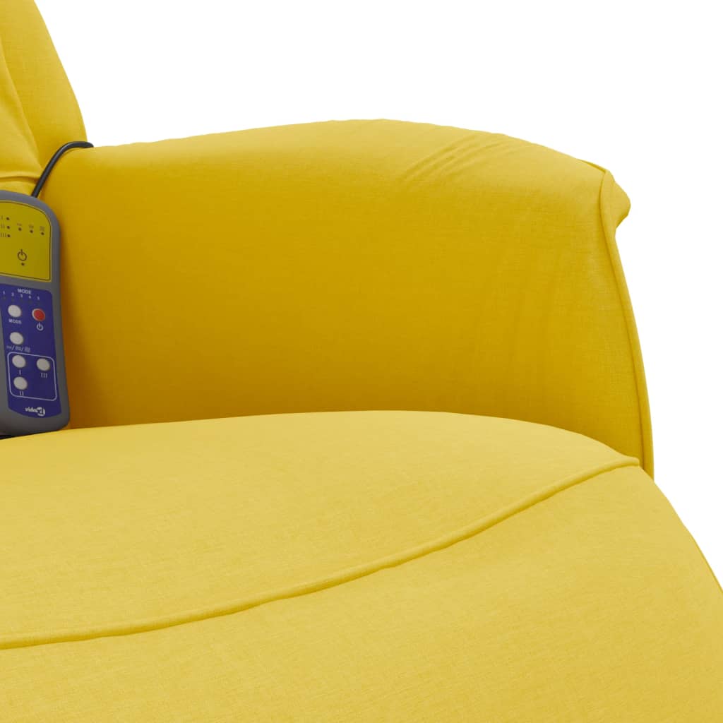 Fauteuil de massage avec repose-pieds en tissu jaune clair