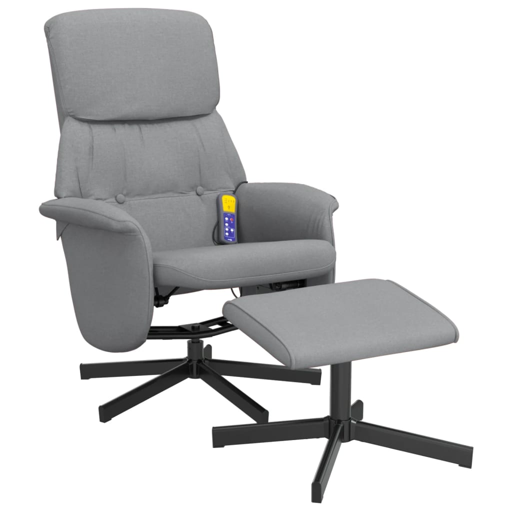 Fauteuil de massage avec repose-pieds tissu gris clair