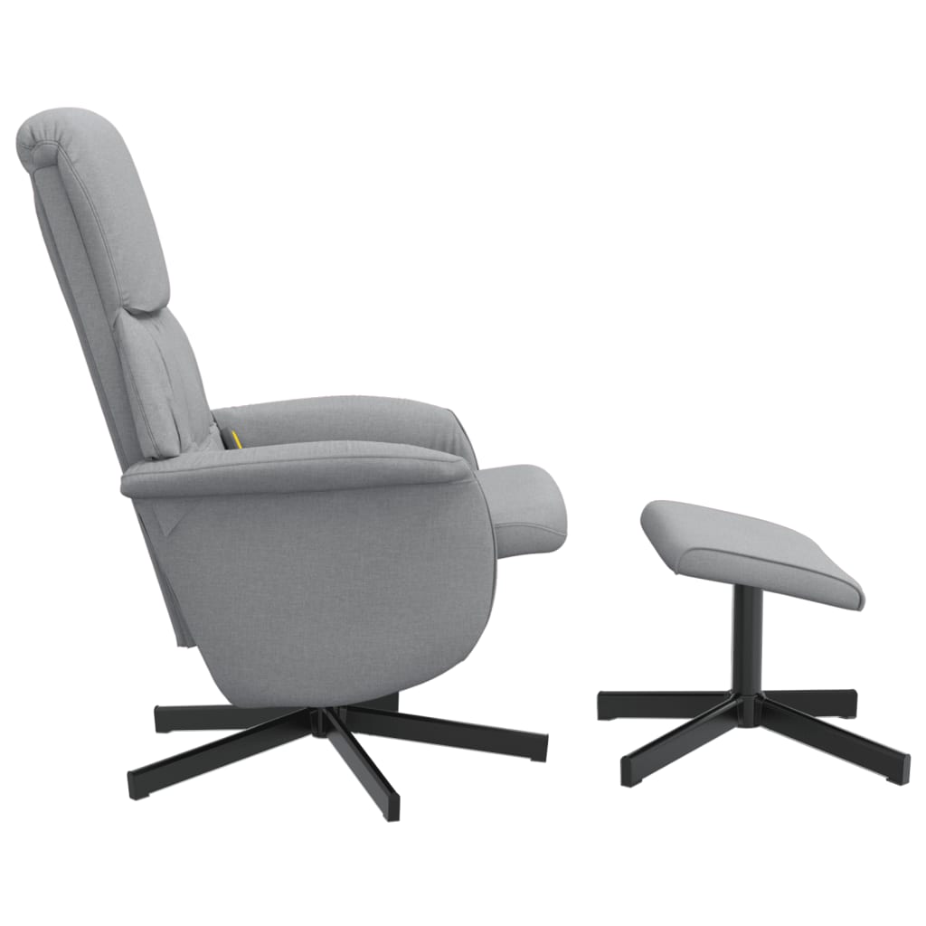 Fauteuil de massage avec repose-pieds tissu gris clair