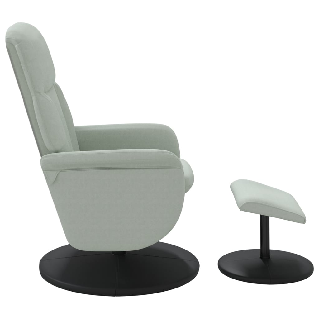 Fauteuil de relaxation avec repose-pieds en velours gris clair