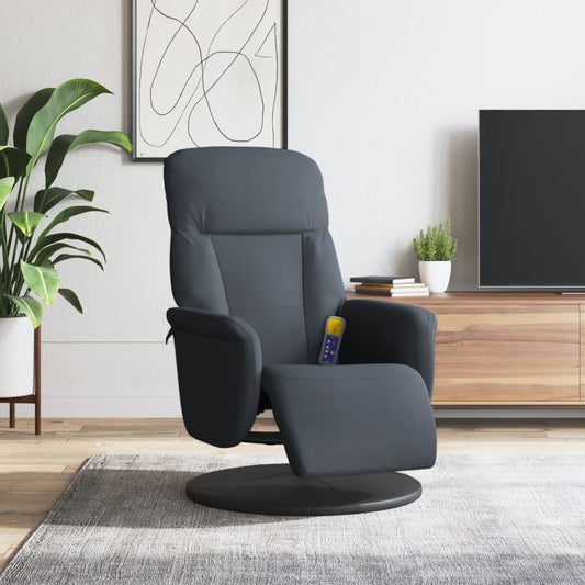 Fauteuil de massage avec repose-pieds en velours gris foncé