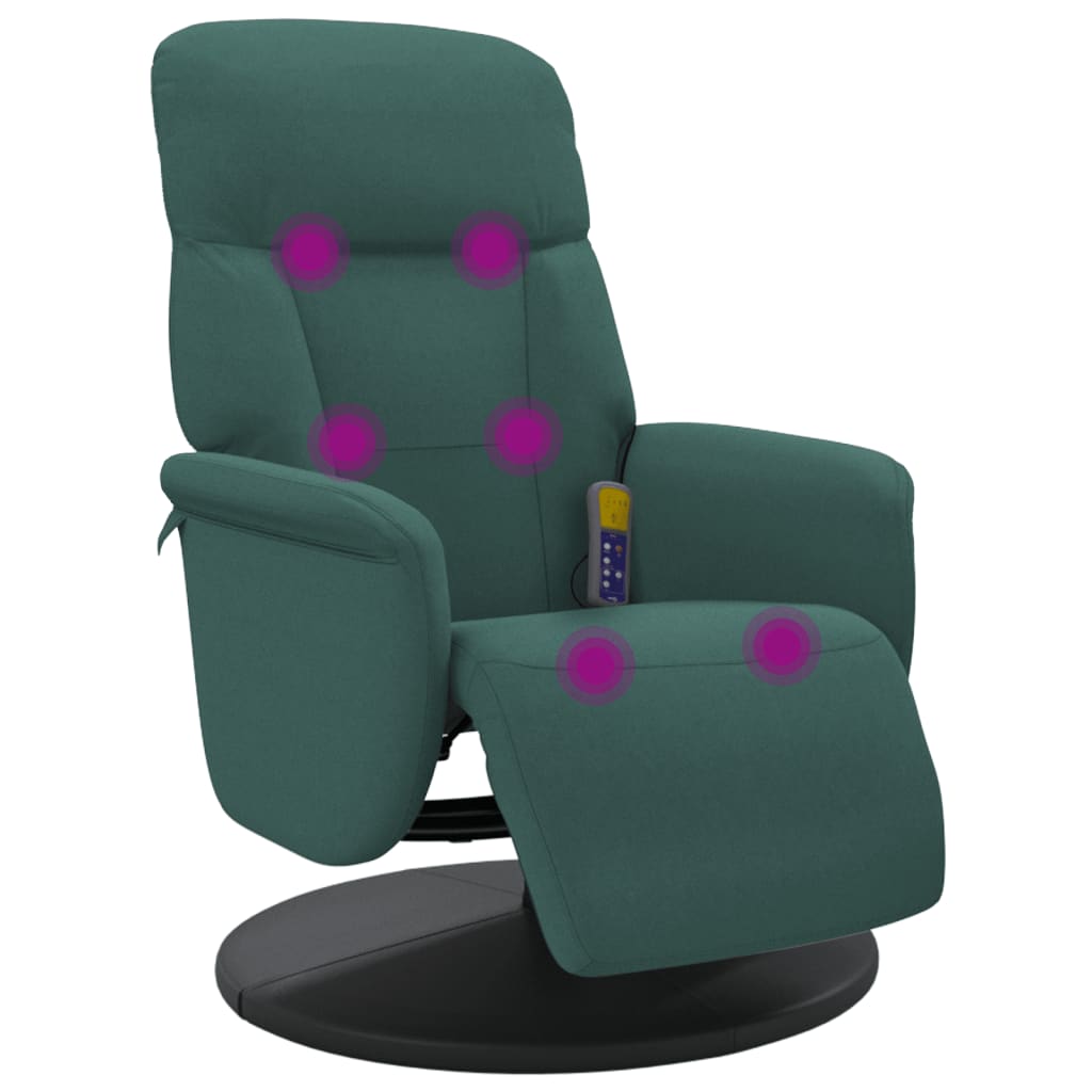 Fauteuil de massage avec repose-pieds en velours vert foncé
