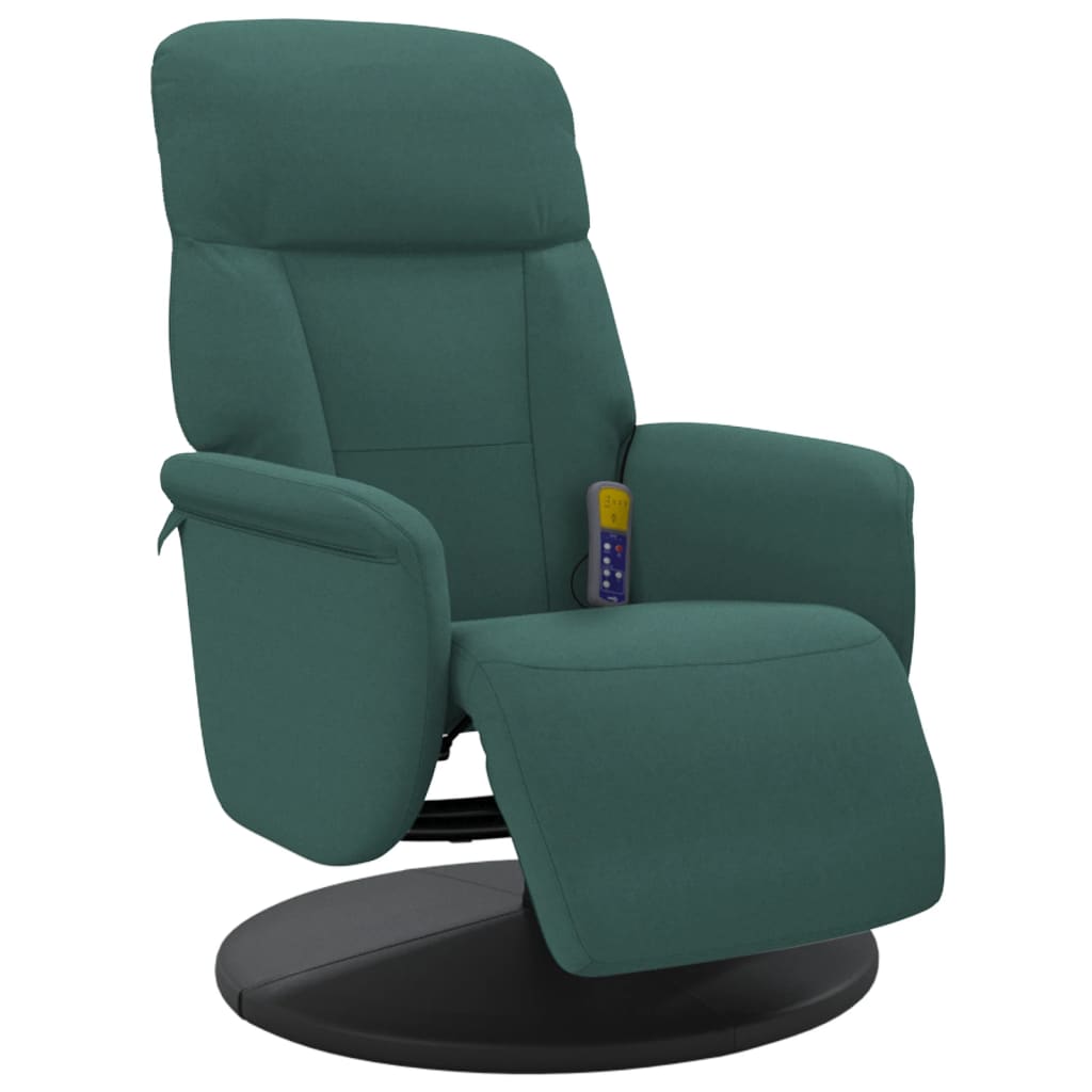 Fauteuil de massage avec repose-pieds en velours vert foncé