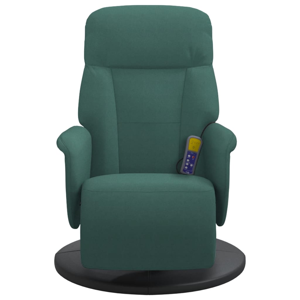 Fauteuil de massage avec repose-pieds en velours vert foncé