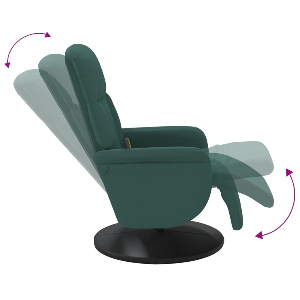 Fauteuil de massage avec repose-pieds en velours vert foncé