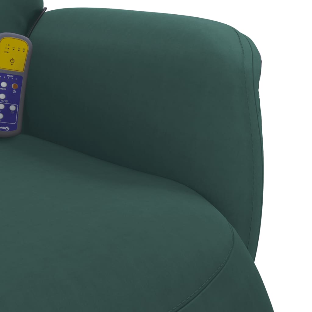 Fauteuil de massage avec repose-pieds en velours vert foncé