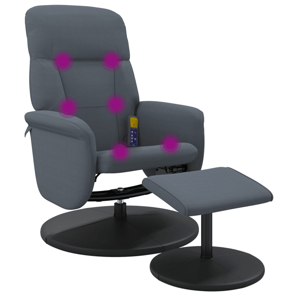 Fauteuil de massage avec repose-pieds velours gris foncé