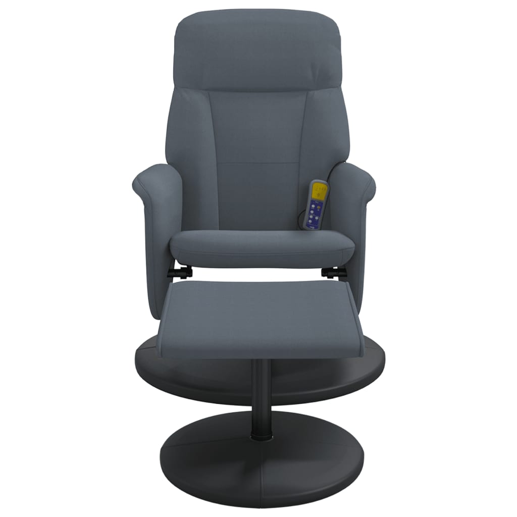 Fauteuil de massage avec repose-pieds velours gris foncé