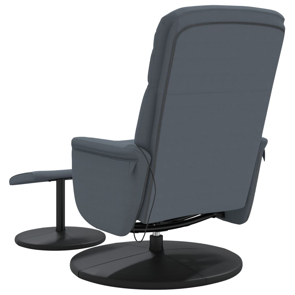 Fauteuil de massage avec repose-pieds velours gris foncé