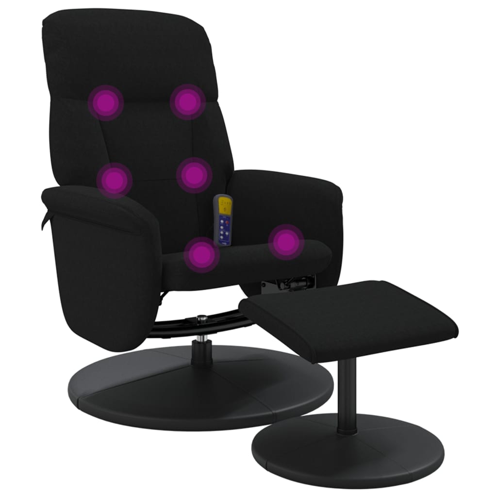 Fauteuil de massage avec repose-pieds velours noir